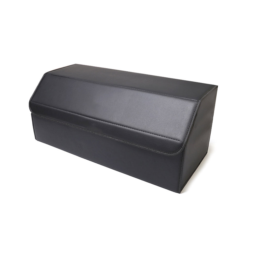 Leather Car Boot Foldable Trunk Cargo Organizer Box Black Large