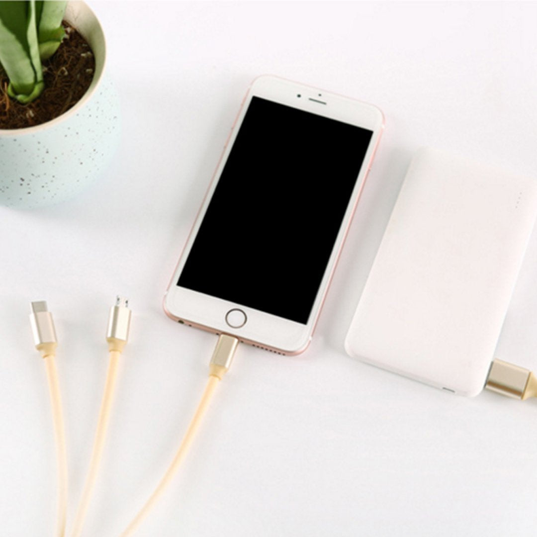 3 in 1 1.2M High Speed Charging Data Cable Silver