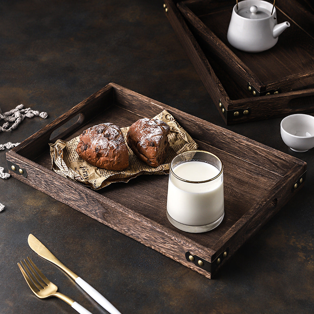 Large Walnut Rectangle Wooden Tray