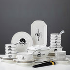 White Antler Printed Ceramic Dinnerware Set of 34
