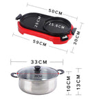 2 in 1 Electric BBQ Grill and Hotpot Red