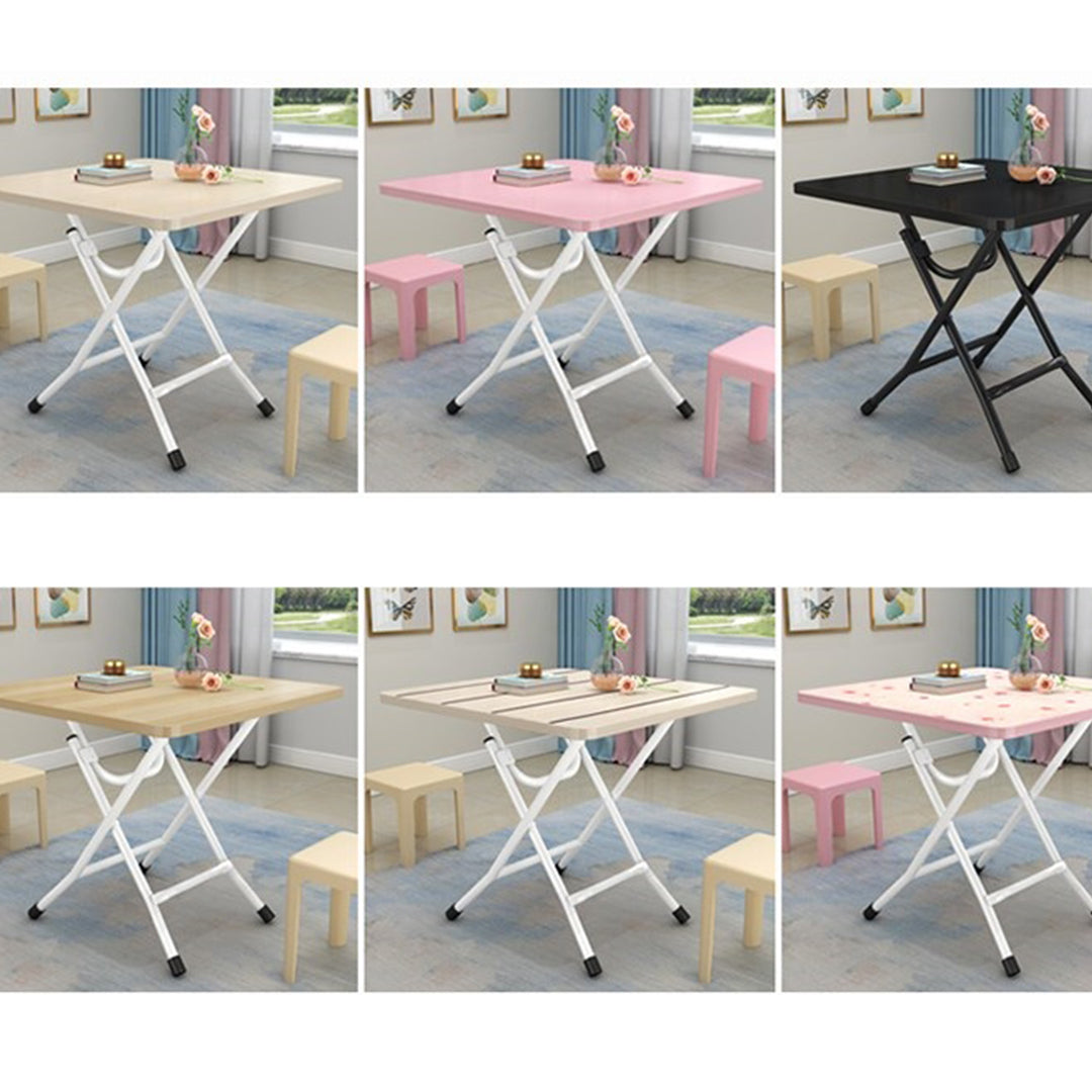 White Foldable Portable Standing Legs Square Table