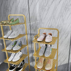 5 Tier Gold Plated Metal Shoe Rack Organiser