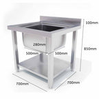 Commercial Stainless Steel Work Sink 70*70*85cm