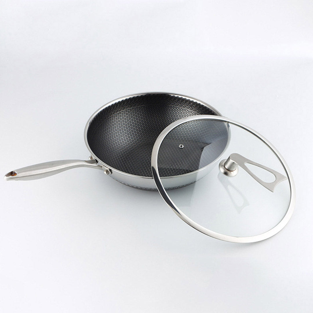 32cm Stainless Steel Frying Pan with Glass Lid