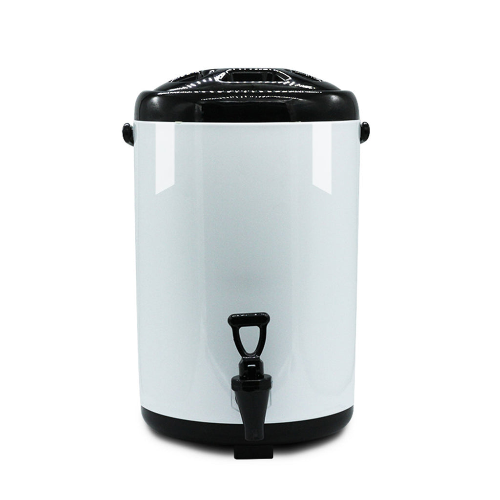 12L Stainless Steel Milk Tea Barrel with Faucet White
