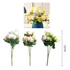 3pcs Artificial Silk with 15 Heads Rose White