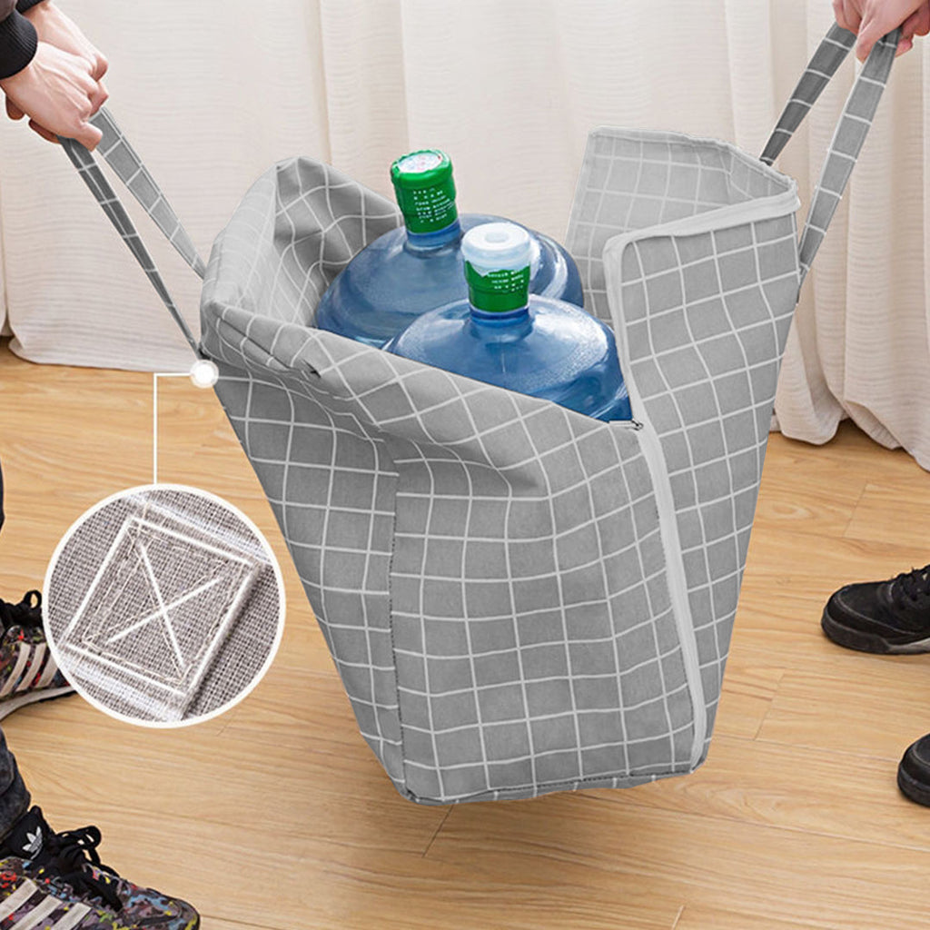 Grey Plaid Medium Storage Luggage Bag