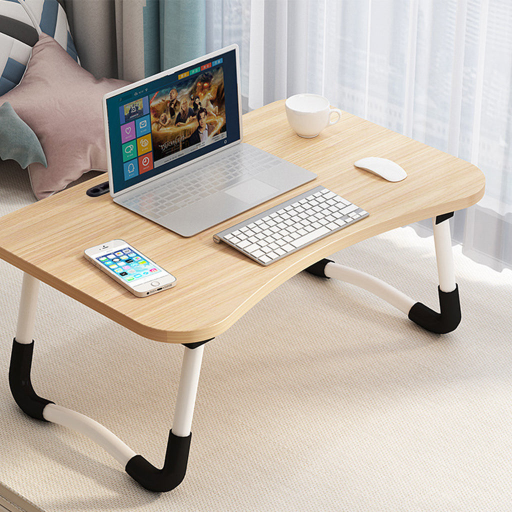 Walnut Foldable Study Bed Table Adjustable Portable Desk Stand with Notebook Holder