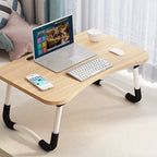 Walnut Foldable Study Bed Table Adjustable Portable Desk Stand with Notebook Holder