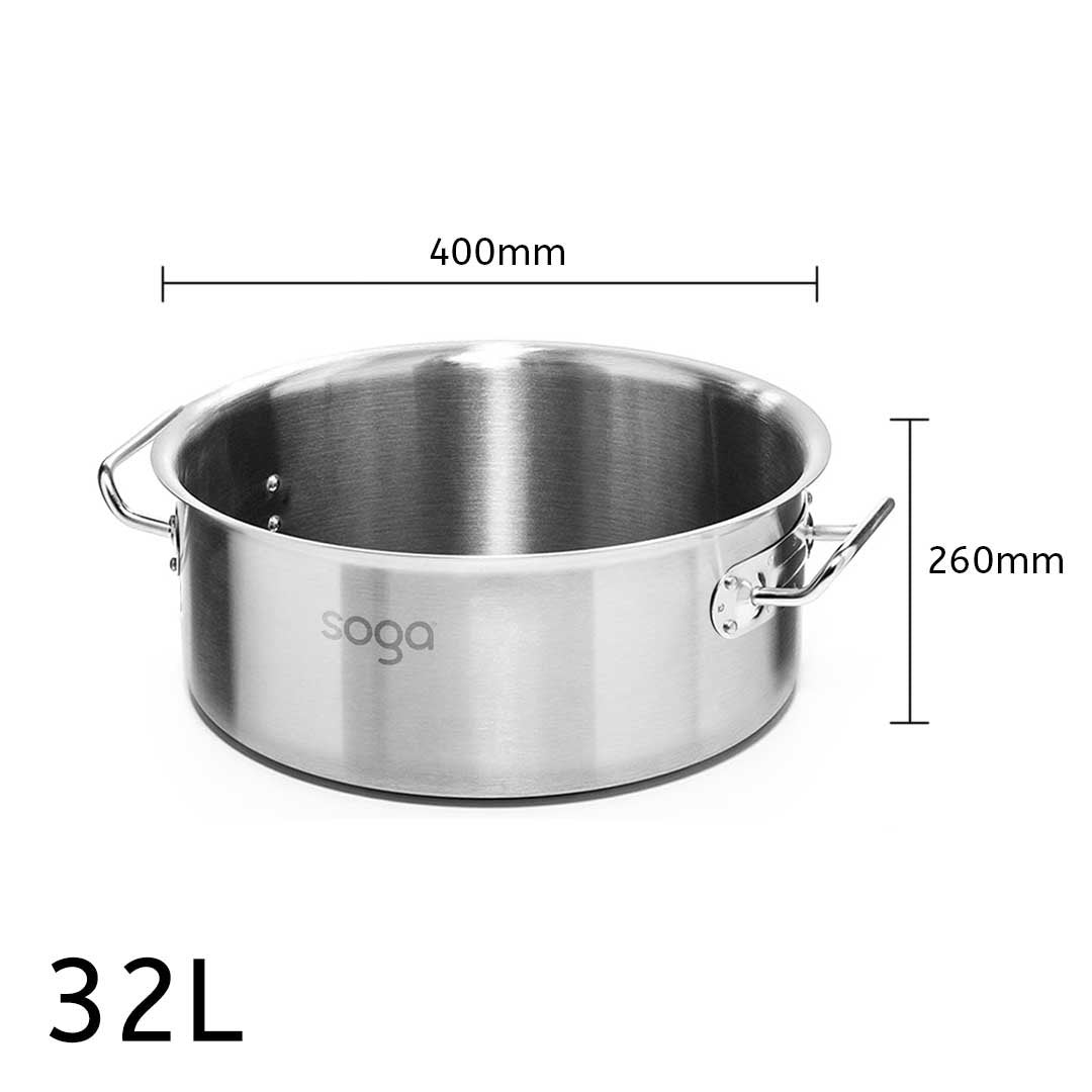 32L Top Grade 18/10 Stainless Steel Stockpot No Lid
