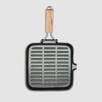 SOGA 28cm Ribbed Cast Iron Square Steak Frying Pan