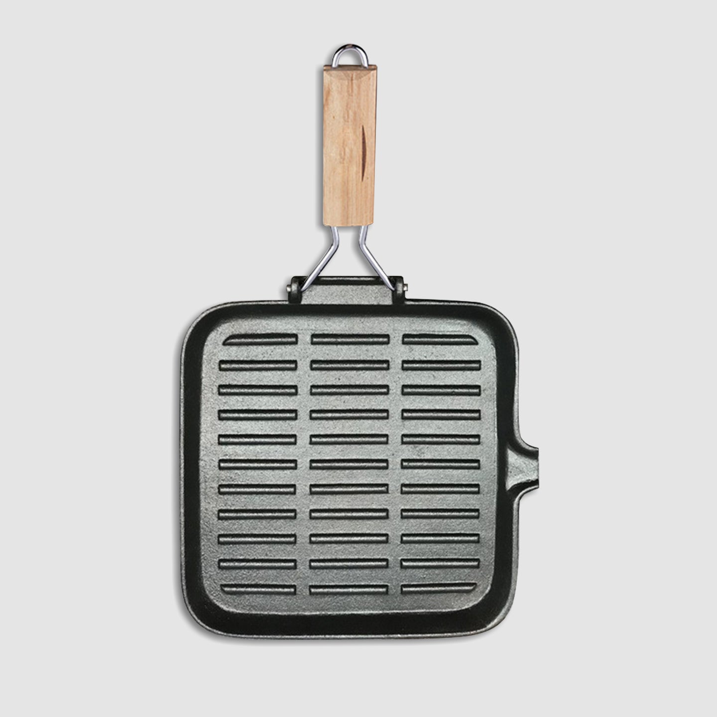 SOGA 28cm Ribbed Cast Iron Square Steak Frying Pan