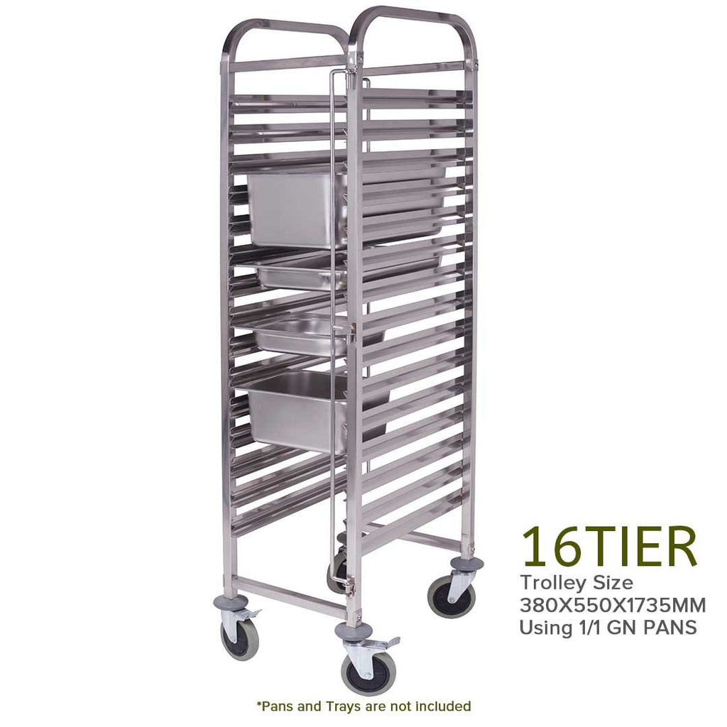 Gastronorm Trolley 16 Tier Stainless Steel Suits GN 1/1 Pans