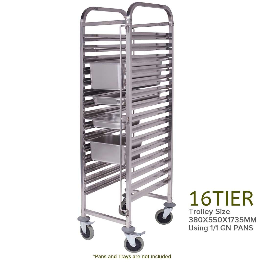 Gastronorm Trolley 16 Tier Stainless Steel Suits GN 1/1 Pans