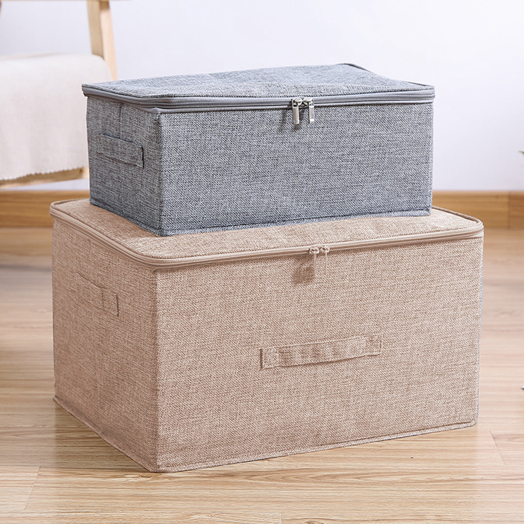 Beige Large Double Zipper Storage Box