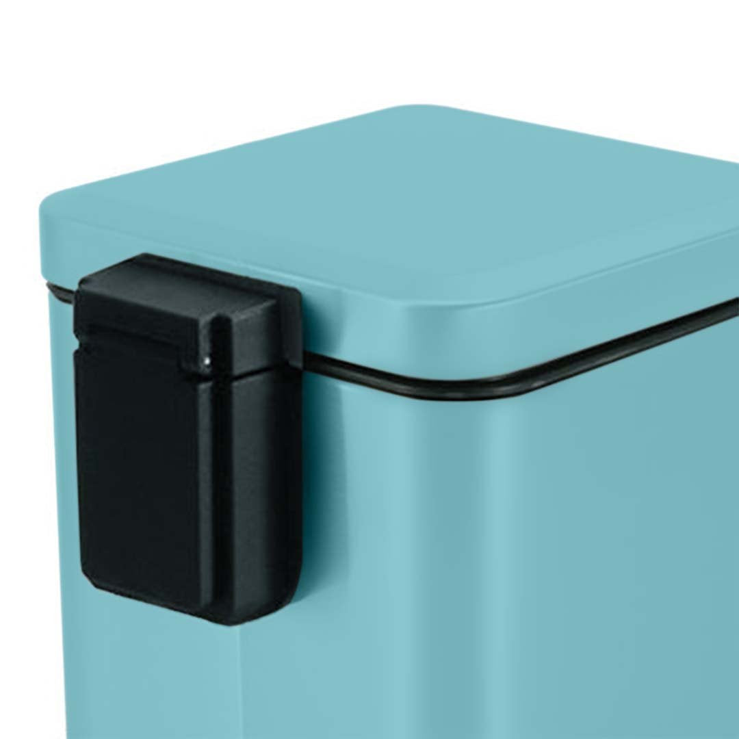 Foot Pedal Stainless Steel Trash Bin Square 12L Blue