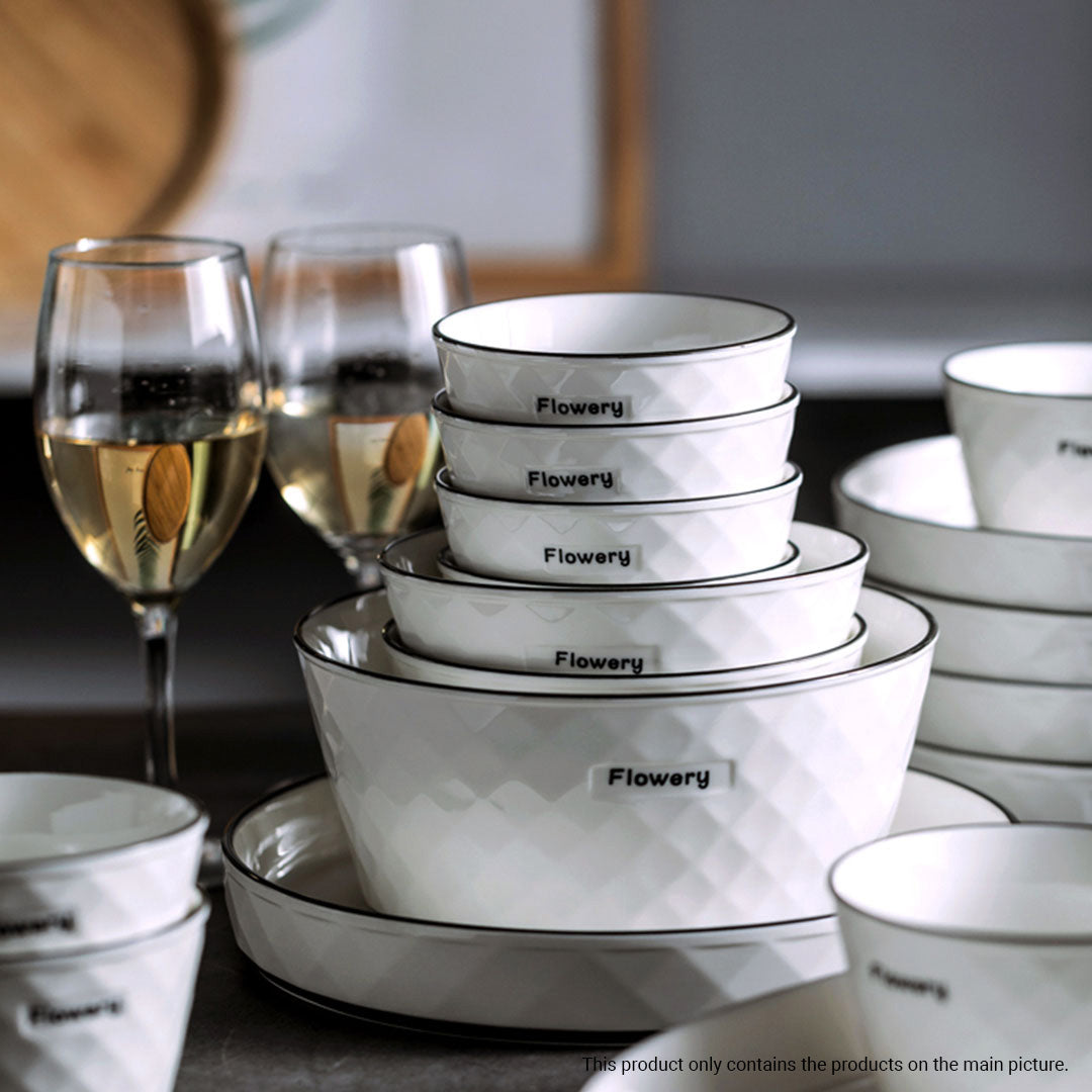 Diamond Pattern Ceramic Dinnerware Set of 22