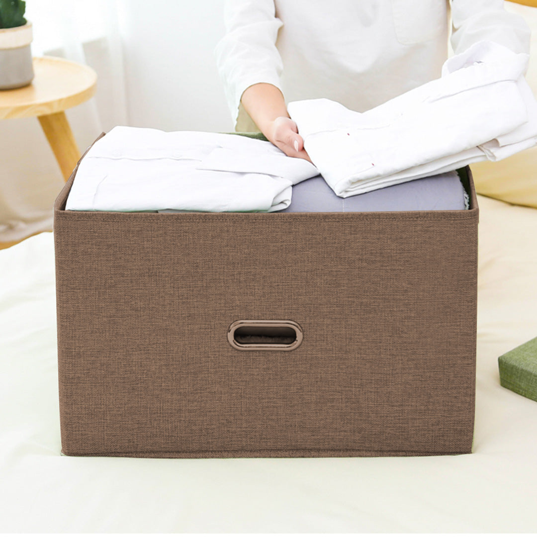Coffee Medium Foldable Canvas Storage Box