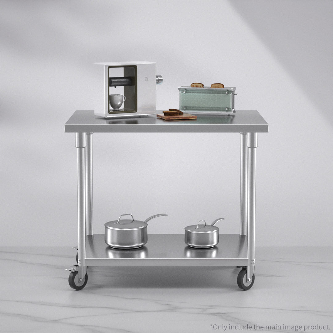 100cm Commercial Kitchen Stainless Steel Work Bench with Wheels