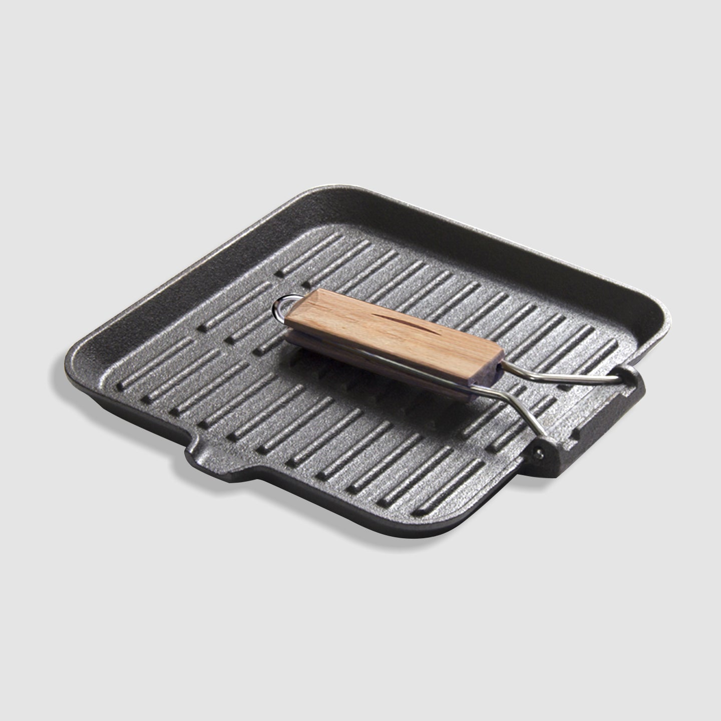 SOGA 28cm Ribbed Cast Iron Square Steak Frying Pan