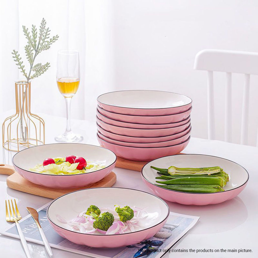 Pink Ceramic Dinnerware Set of 10
