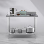 Commercial Kitchen Stainless Steel Bench Table with Back-splash 120*70*85cm