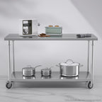 150cm Commercial Kitchen Stainless Steel Work Bench with Wheels