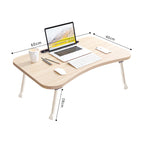 Beige Foldable Study Bed Table Adjustable Portable Desk Stand With Notebook Holder