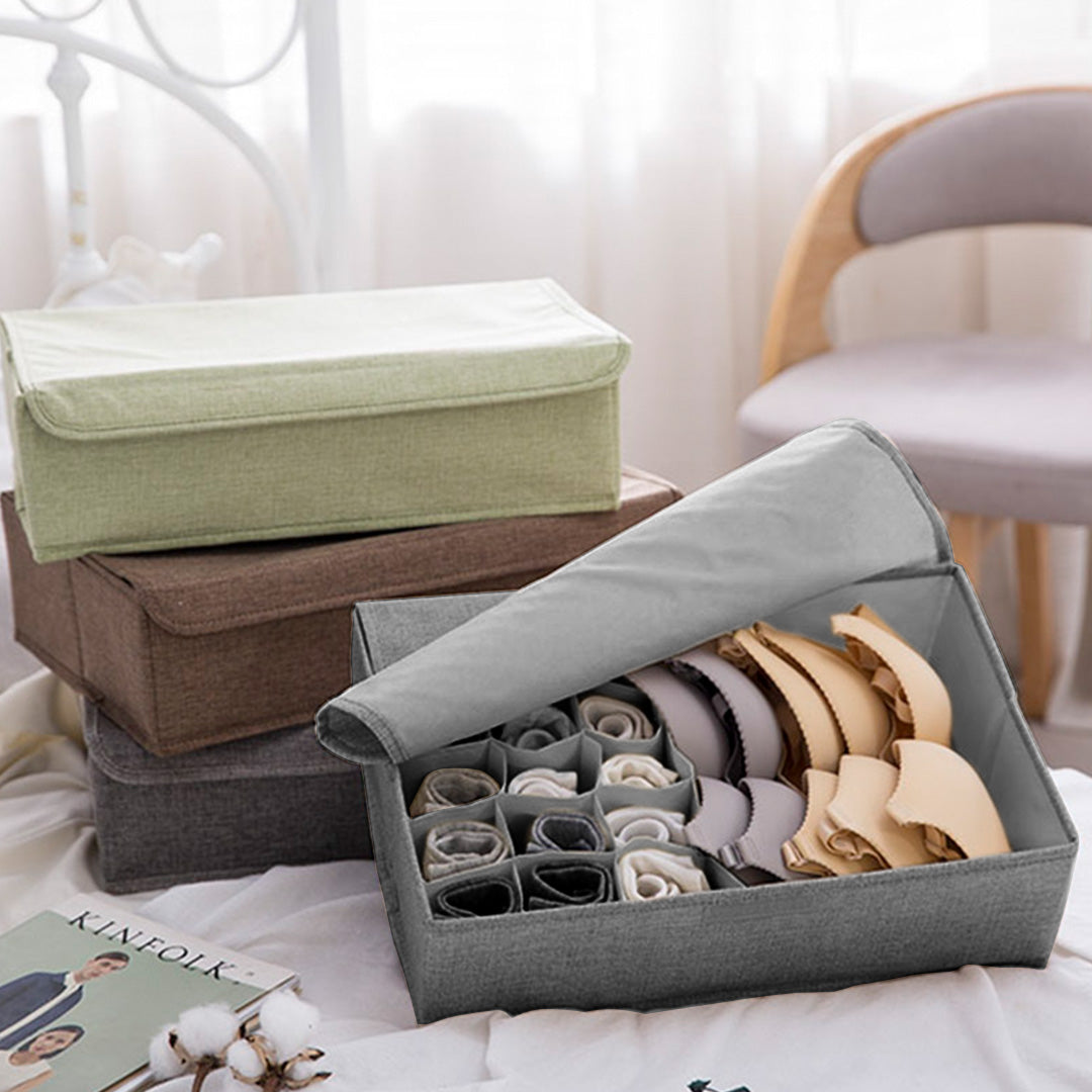 Grey Flip Top Underwear Storage Box