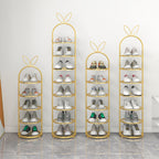 7 Tier Bunny Ears Shape Gold Plated Metal Shoe Rack Organiser