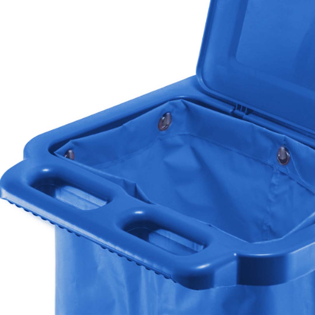 3 Tier Multifunction Janitor Cart and Bag with Lid Blue