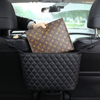 Black Leather  Multi-Purpose Back Seat Interior Accessories Bag
