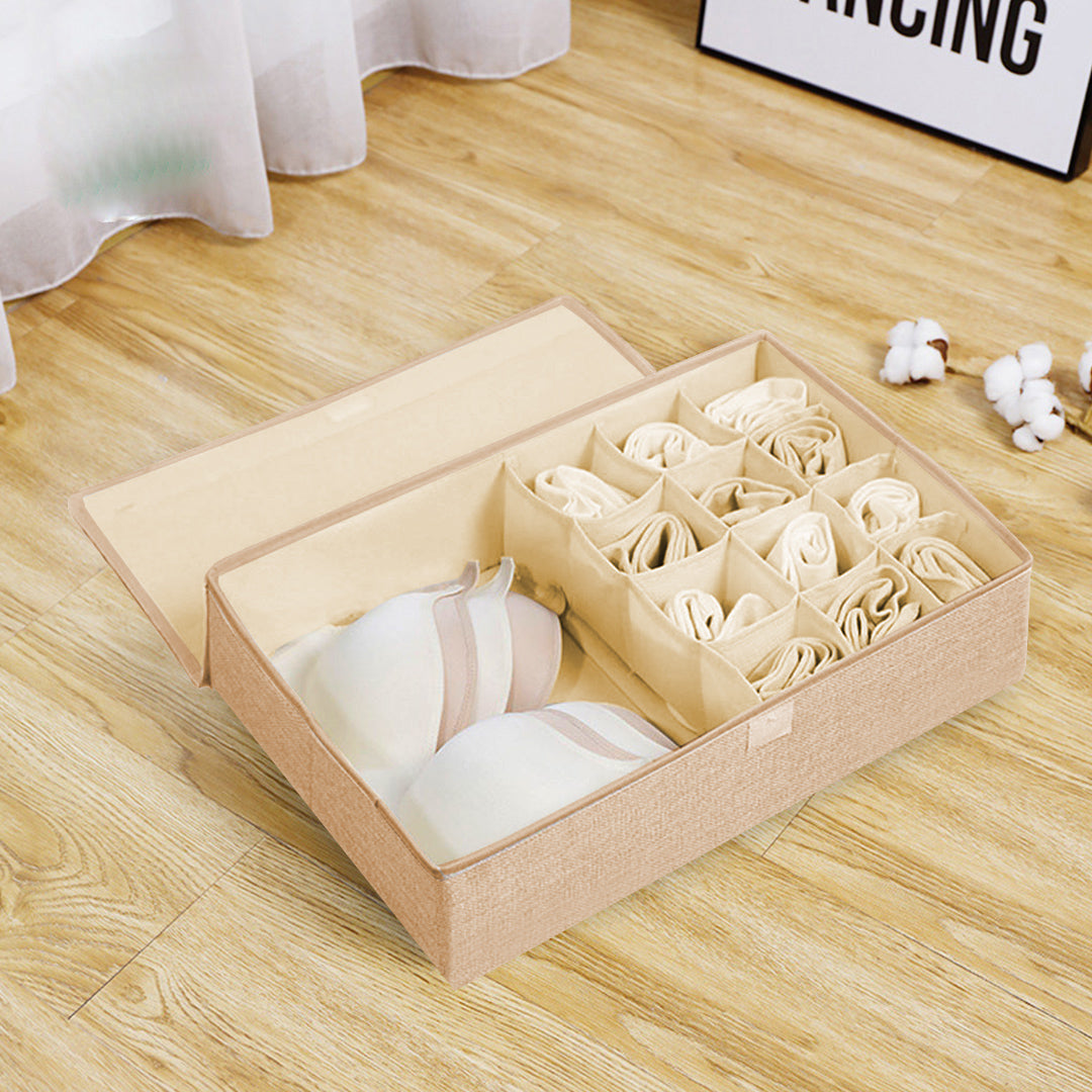 SOGA Beige Flip Top Underwear Storage Box