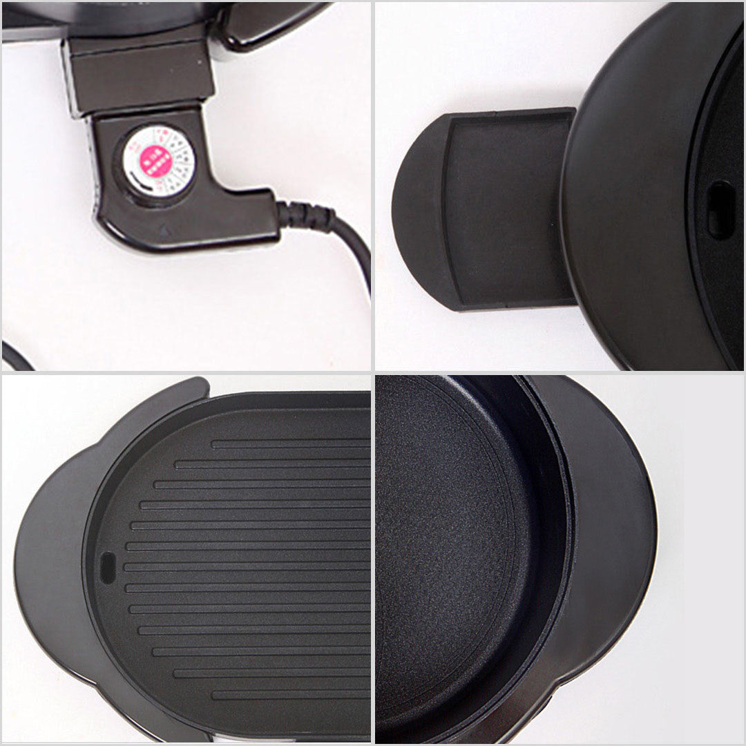 2 in 1 Electric Non-Stick BBQ Grill and Hotpot with Division
