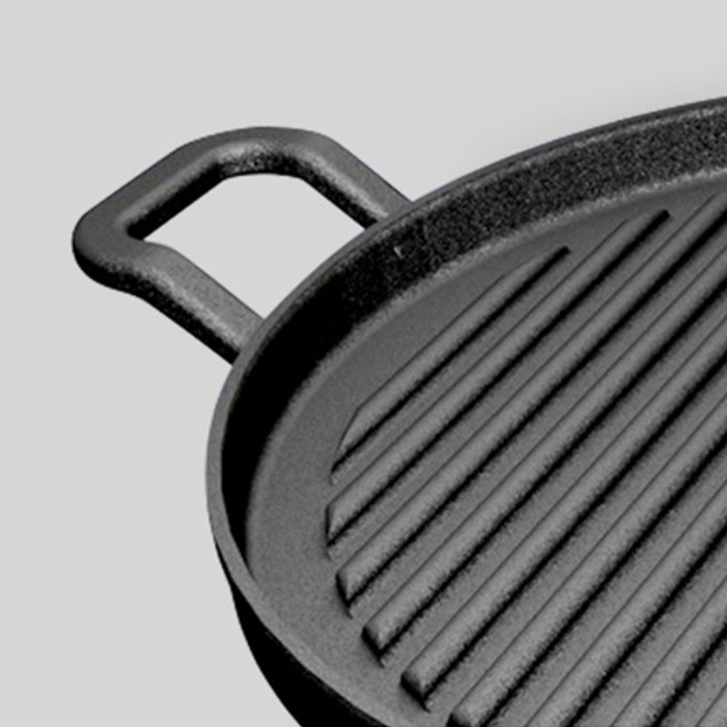 28cm Ribbed Cast Iron Frying Pan Skillet
