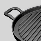28cm Ribbed Cast Iron Frying Pan Skillet
