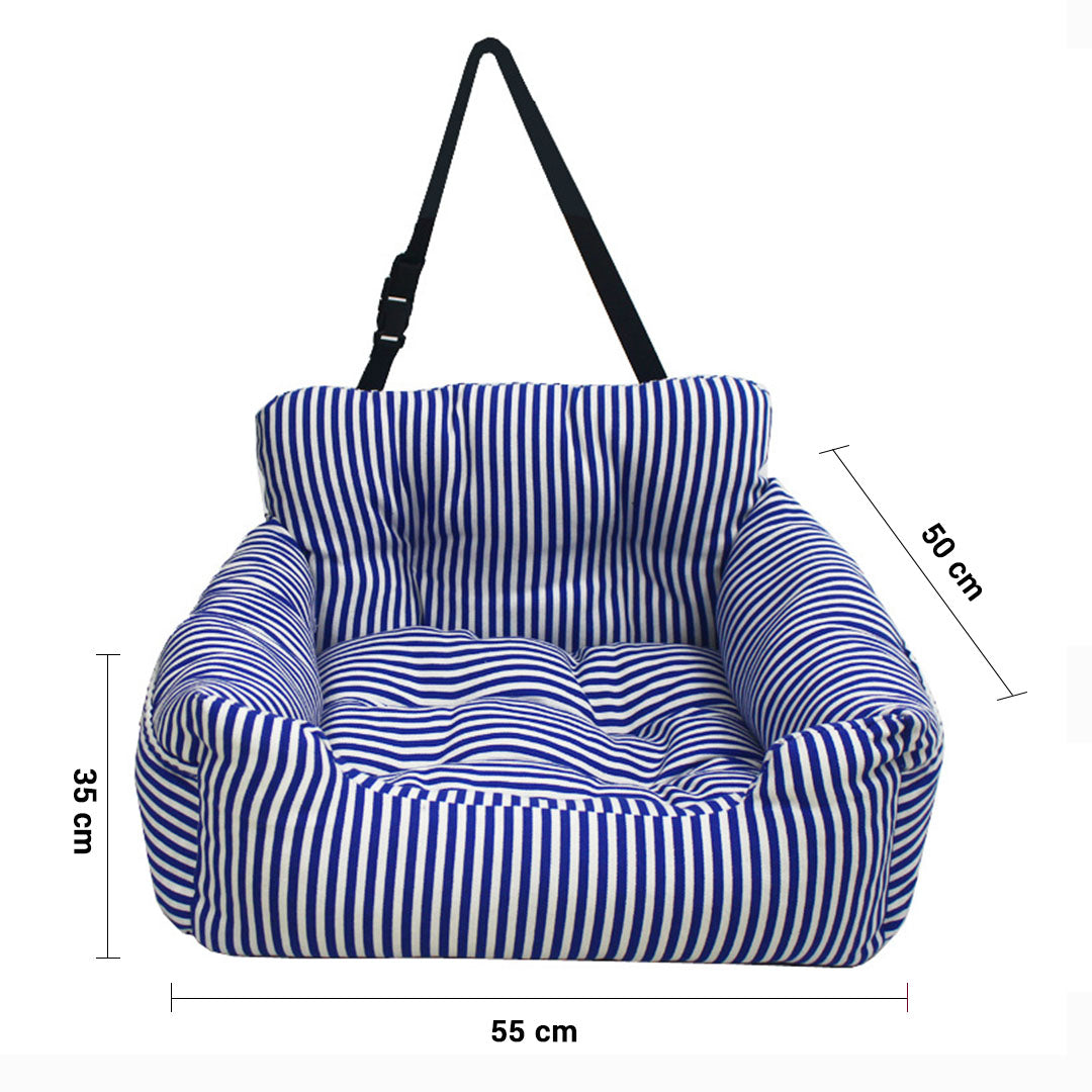 Portable Soft Padded Car Seat Dog Carrier Bed Blue