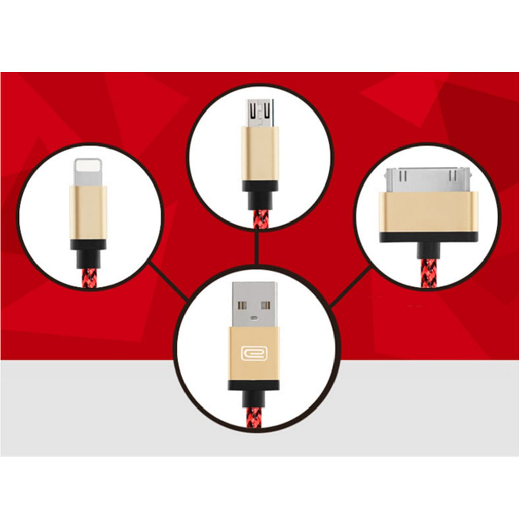 3 in 1 Durable 1.2M High Speed Charging Data Braided Cable