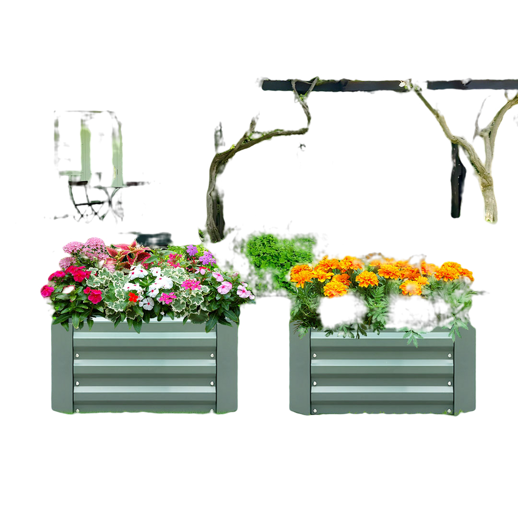 100cm Square Galvanized Raised Garden Bed Green