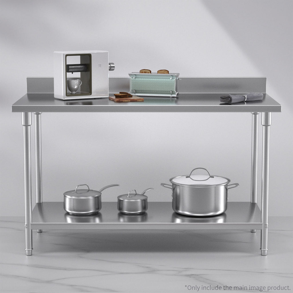Commercial Kitchen Stainless Steel Bench Table with Back-splash 150*70*85cm