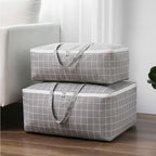 Grey Plaid Medium Storage Luggage Bag