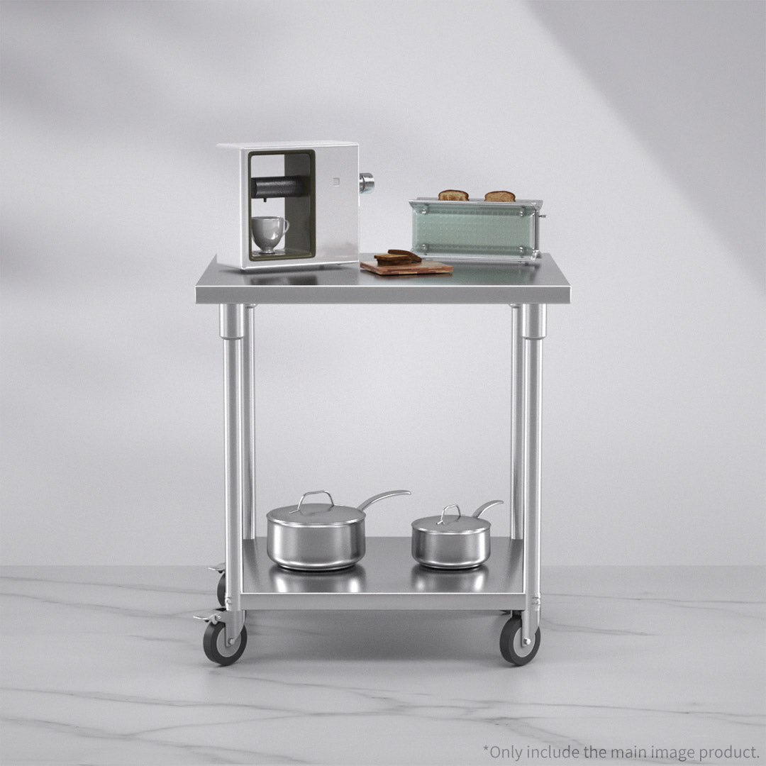 80cm Commercial Kitchen Stainless Steel Work Bench with Wheels