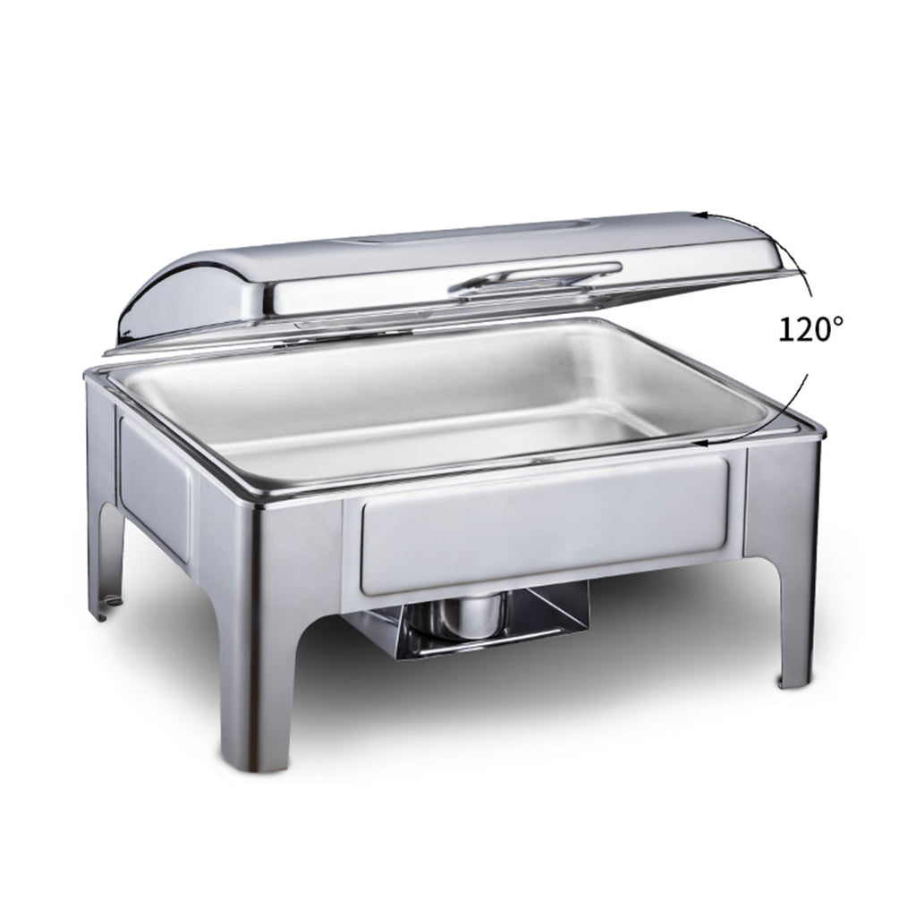 9L Rectangular Stainless Steel Chafing Dish Set with Glass Lid