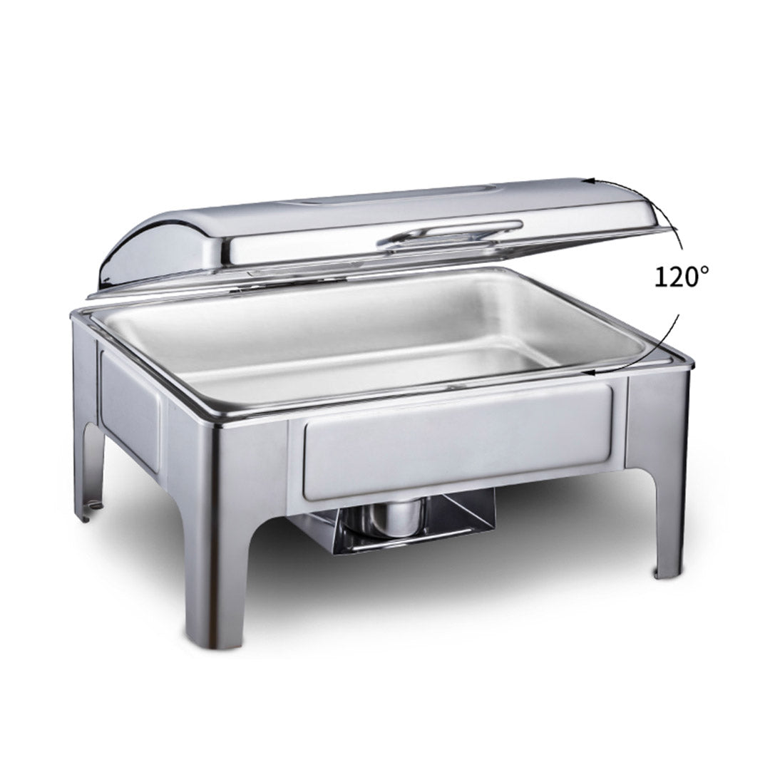 9L Rectangular Stainless Steel Chafing Dish Set with Glass Lid