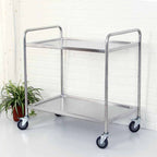 2 Tier Stainless Steel Utility Cart Round 81x46x85cm Small