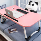 Pink Foldable Study Bed Table Adjustable Portable Desk Stand with Notebook Holder