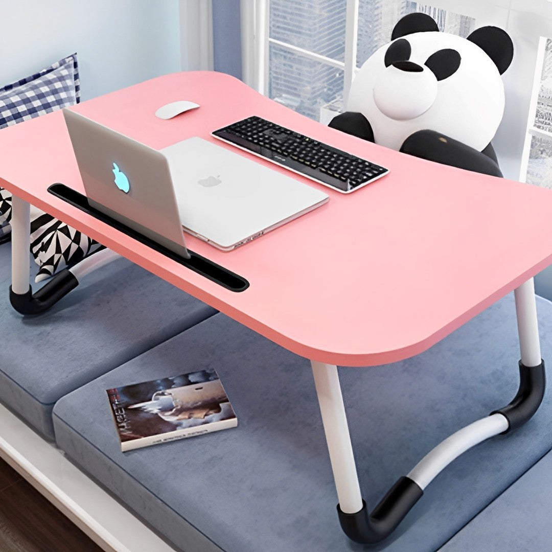 Pink Foldable Study Bed Table Adjustable Portable Desk Stand with Notebook Holder