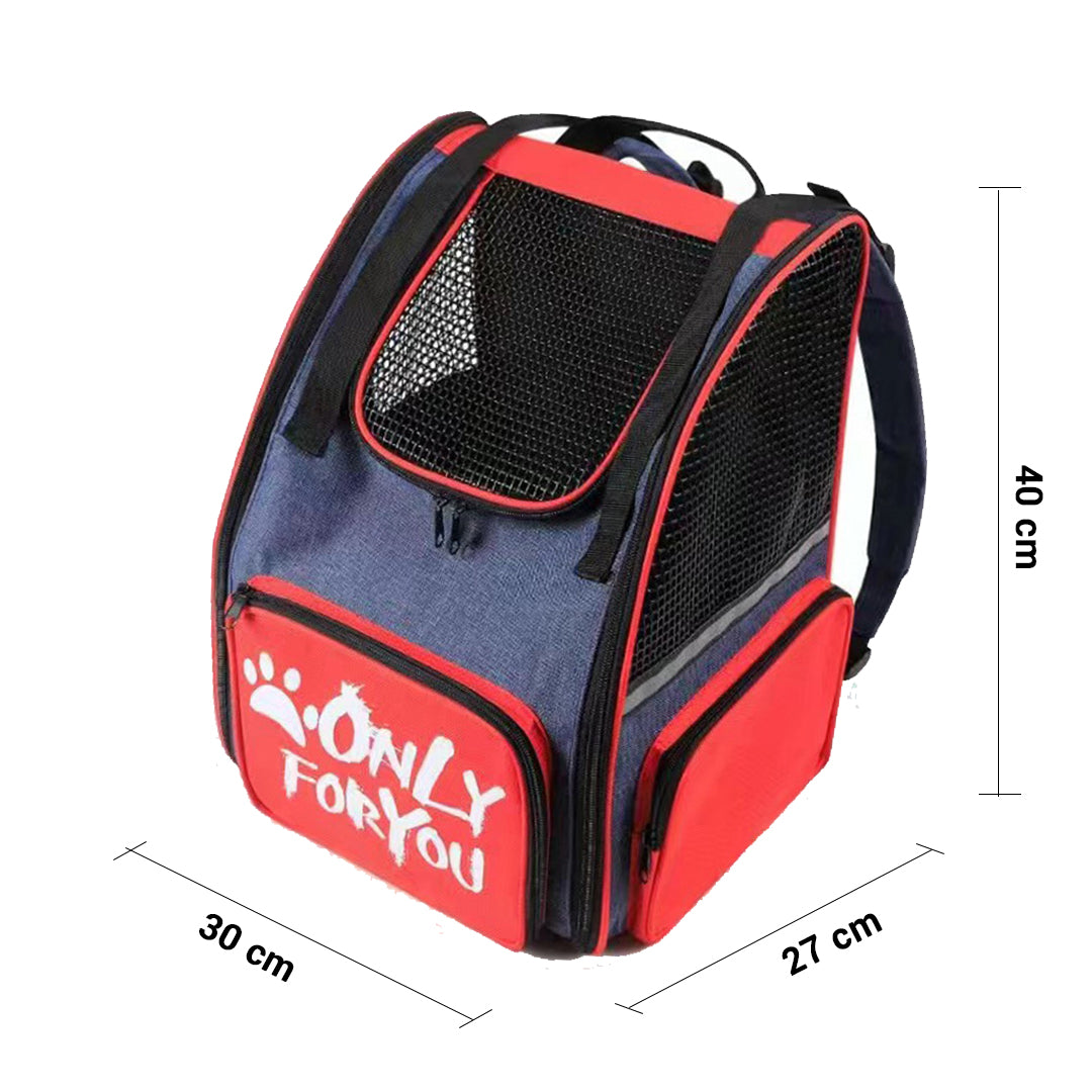 Red Portable Backpack Pet Carrier Breathable Mesh