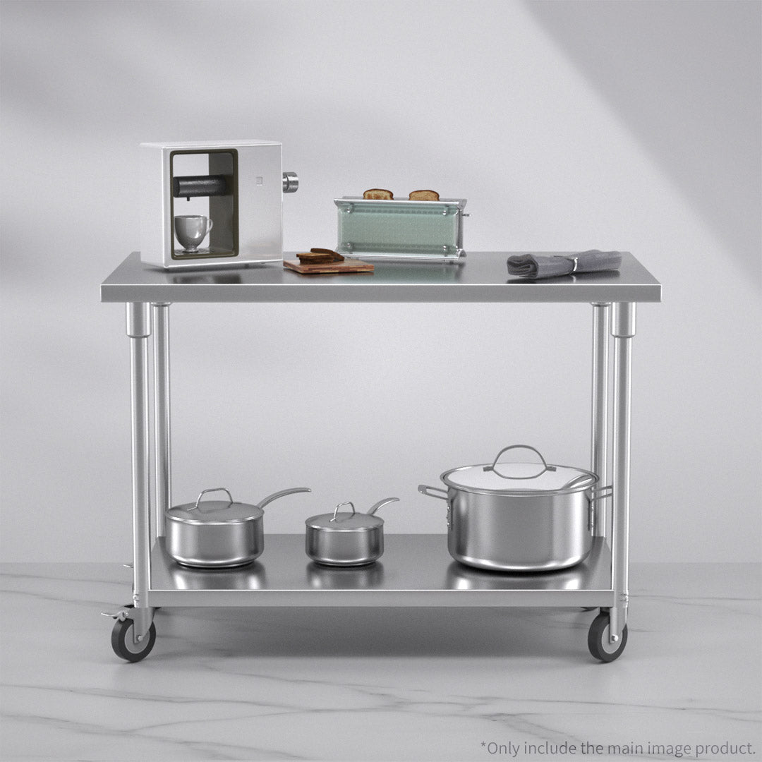 120cm Commercial Kitchen Stainless Steel Work Bench with Wheels